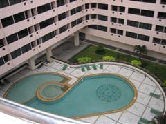 Pool at Asia Airport Hotel, Bangkok, as viewed from 18th floor room