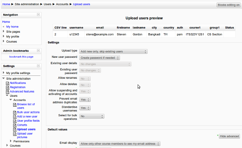 Moodle Example