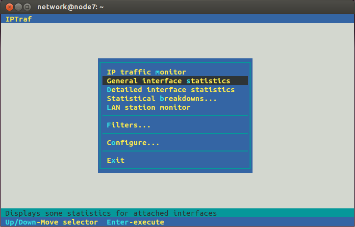 IPTraf menu