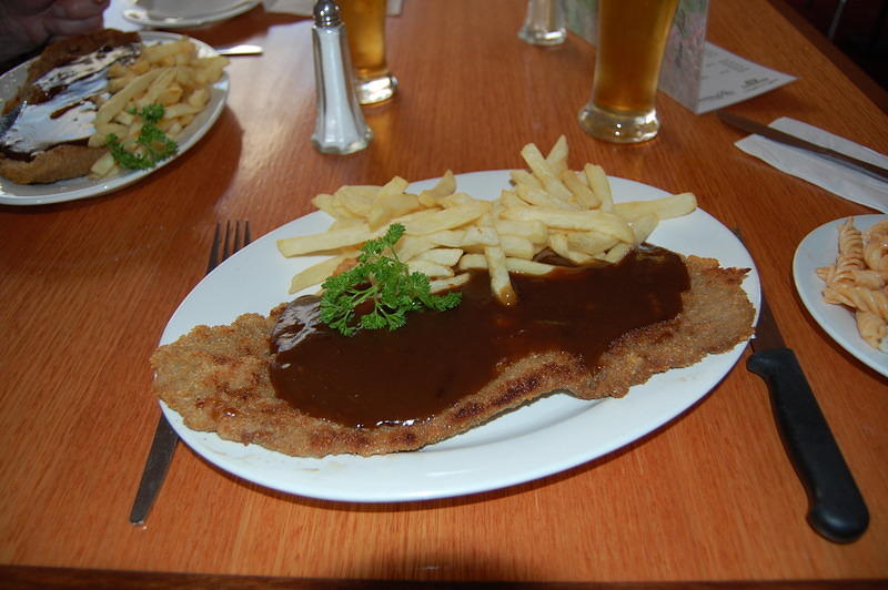 12 Wiener schnitzel and gravy at a local pub