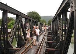 Suppatra, Graham and Maureen on the Bridge