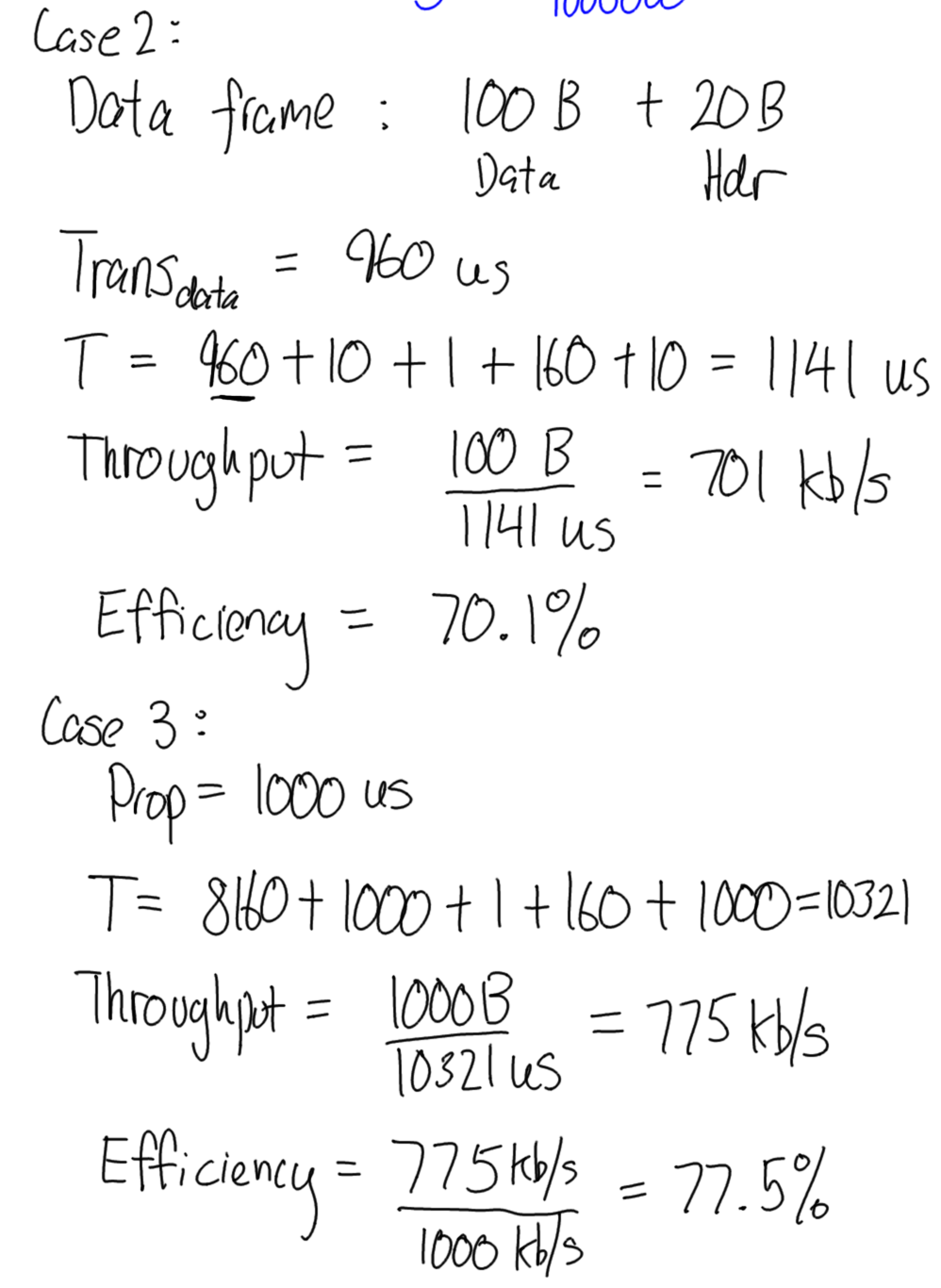 Stop-and-wait Flow Control Performance Case 2 and 3